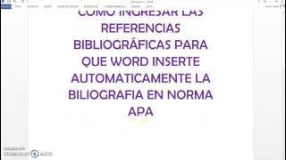 Insertar Bibliografía en Normas APA [upl. by Sissel]