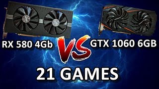 RX 580 4Gb vs GTX 1060 6Gb 21 Games 1080p Ultra 2019 [upl. by Agate]