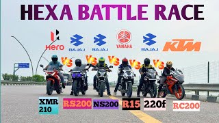 2024 PULSAR 220F VS NS200 VS XMR VS RC200 VS R15M VS RS 200  RACE TILL THEIR POTENTIAL 🔥 [upl. by Ylrebma797]