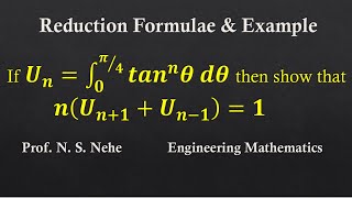 Reduction integral of tann x dx from 0 to pi4  reduction formula for tann x  nUn1  Un11 [upl. by Grega]