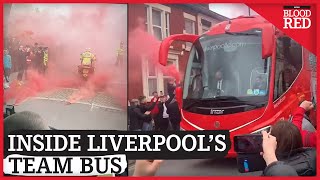 INSIDE Liverpool Team Bus  Fans Welcome Players to Anfield [upl. by Sculley745]