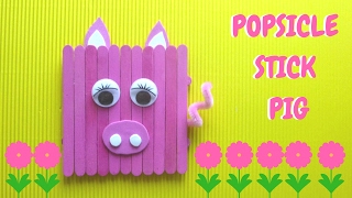 Popsicle Stick Crafts  Popsicle Stick Pig [upl. by Sinne]