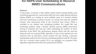 Deep Reinforcement Learning Approach for HAPS User Scheduling in Massive MIMO Communications [upl. by Louth786]