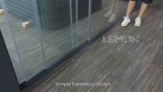 Commercial Office Partition Safety Tempered Frameless Glass Folding Doors Interior [upl. by Feucht]