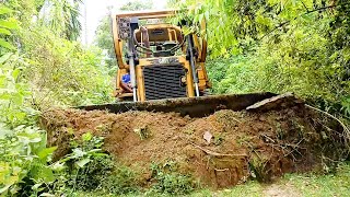 Caterpillar Bulldozer D6R XL Works 8 Hours Making Roads on Mountain Plantations [upl. by Anoved]