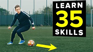 1 HOUR of tutorials  Learn 35 football skills [upl. by Annaeiluj]