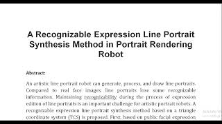 A Recognizable Expression Line Portrait Synthesis Method in Portrait Rendering Robot [upl. by Acimat]