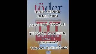 TÖDER TÜRKİYE GENELİ CEVAP ANAHTARI 2023 [upl. by Elocyn]