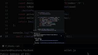 How to create Etherium Wallet in Nodejs  ytshorts coding programmingethereum ethers nodejs [upl. by Atiloj843]