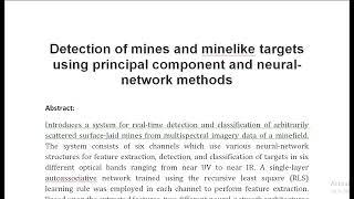 Detection of mines and minelike targets using principal component and neural network methods [upl. by Nnanerak]