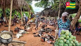 Rural village market day in kouvé Togo 🇹🇬 west Africa Cost of living in an African village [upl. by Tucky]