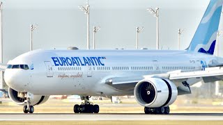 4K RARE Euroatlantic Airways Boeing 777200ER CSTSX Arrival at Munich Airport [upl. by Eibrik]