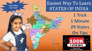 How To Learn States of India with Trick  Remember All The 29 States of India in easiest way gk [upl. by Tormoria]