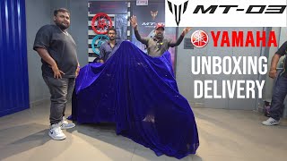 Unboxing of Yamaha R3 MT03 amp Delivery of 1st MT03 in AP Telangana [upl. by Addie993]