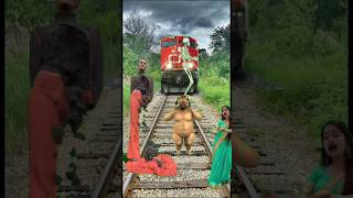 funny train vs sand sculpture special effects on the train station majical girl faty dog vfxpro [upl. by Hadeehsar]