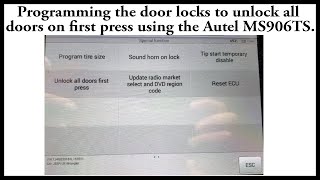 Using the Autel MS906TS to program Jeep Wrangler doors to Unlock All doors on first Press [upl. by Nedearb331]