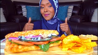 SUBWAY ASMR  LOADED TUNA amp VEGGIES SUB  اصوات الاكل  سب واي سندوتش تونة [upl. by Iman]