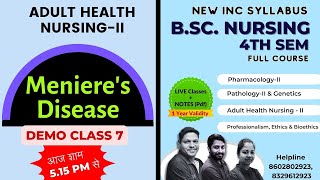 Menieres Disease in hindi  Medical Surgical NursingII  BSc Nursing 4th Sem [upl. by Ahseiyn]