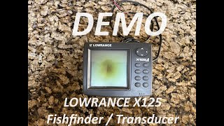 DEMO  LOWRANCE X125 Fishfinder and Transducer in the house on Norsk Lithium 12V Battery diy fish [upl. by Fauch]