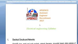 APGENCO ELECTRICAL SYLLABUS [upl. by Casimire449]