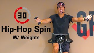 30 Minute HipHop Spin Class With Weights  Get Fit Done [upl. by Auqinaj]