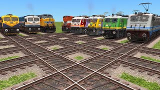 Eights Trains Crossing At Diamond Railroad  indian train  train videos  train game  small train [upl. by Nnylsor]