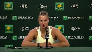 Aryna Sabalenka Post Match Press Conference Following Quarterfinal Win 2023 BNP Paribas Open [upl. by Niboc]