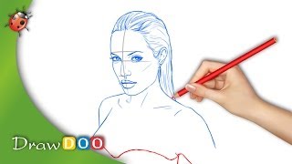 Angelina Jolie from Actors Drawing Tutorial [upl. by Leanor]