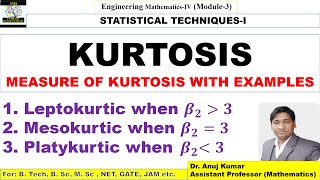 Kurtosis  Kurtosis and Moments  Leptokurtic  Mesokurtic  Platykurtic  Skewness and Kurtosis [upl. by Ladin]