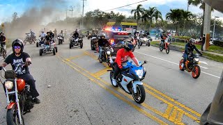 GAS STATION RUSHED BY COPS DIRT BIKES GET STUCK [upl. by Viridi]