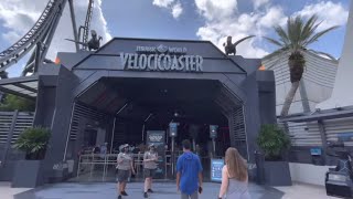 Jurassic World Velocicoaster Ride Full Queue Walkthrough POV Universal Orlando Tour [upl. by Hobbie845]