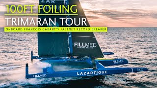 100ft foiling Ultim tour  is SVR Lazartigue the coolest boat in the world [upl. by Heinrick444]