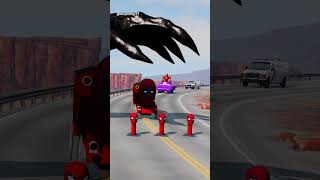 Funny Cars Crossing Triple Spider Man Bollard Gate with Venoms Giant Slap in BeamNGdrive [upl. by Ennalyrehc]