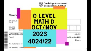 O Level Mathematics  D Paper 2 402422 OctNov 2023 [upl. by Aynam]