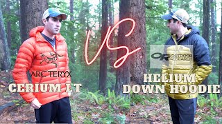 Outdoor Research Helium Down Hoodie Vs Arcteryx Cerium LT Down Jacket Battle [upl. by Adnahsal329]