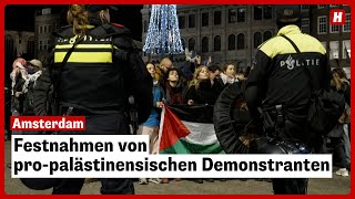 Festnahmen von propalästinensischen Demonstranten in Amsterdam [upl. by Wanids]