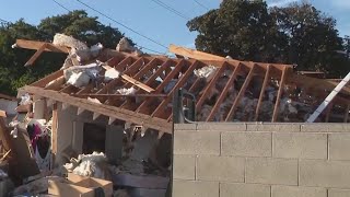 Explosion in Long Beach blows roof off the home [upl. by Esiuqcaj]