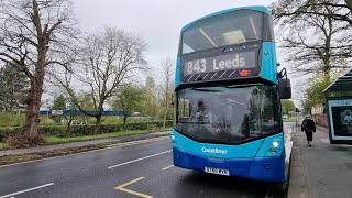 Transdev Yorkshire Coastliner Volvo B5TL Wright Eclipse Gemini 3633 BT66 MVR on service 843 to Leeds [upl. by Collen632]