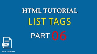 HTML Tutorial for Beginners Tamil  06  HTML LIST TAGS [upl. by Amlez]