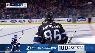 Nikita Kucherov makes his 100th assist in a season vs Leafs gets a standing ovation 15 apr 2024 [upl. by Knighton]