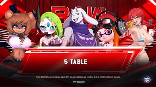 WWE 2K23 TORIEL VS MEGGY VS MELOETTA VS WENDYS VS FREDINA 5 TABLES FOR A CHANCE AT THE KAGUYA TITLE [upl. by Chader935]