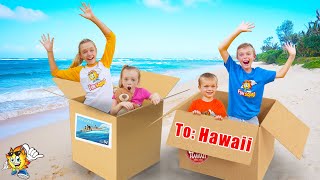 We Pretend To Send Ourselves Overseas To Hawaii Again skit Kids Fun TV Family Vacation [upl. by Truman]