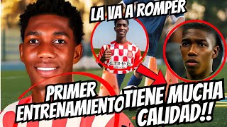 IMPRESIONANTE ASI FUE EL PRIMER ENTRENAMIENTO DE YASER ASPRILLA CON EL GIRONA [upl. by Ynnavoig]