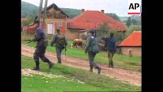 KOSOVO ETHNIC ALBANIANS FLEE VILLAGES IN DRENICA AREA [upl. by Nuahsad818]