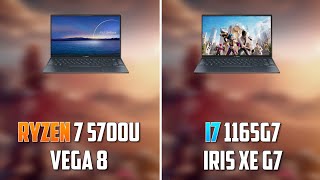 Ryzen 7 5700U Vega 8 vs I7 1165G7 Iris XE G7  ASUS ZenBook 14 [upl. by Bank634]