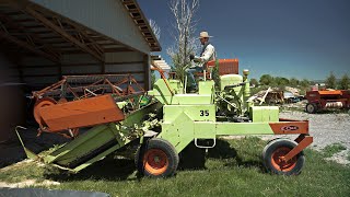 First time cutting with 1970 swather  What did I get myself into [upl. by Sacttler]