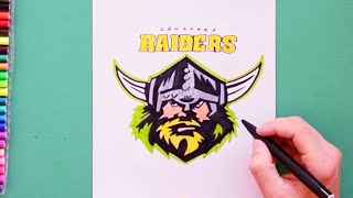 How to draw Canberra Raiders Logo National Rugby League [upl. by Akinwahs]