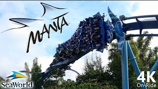 Manta  4K OffRide  Sea World Orlando  BampM Flying Coaster  Cinematic [upl. by Yeldud]