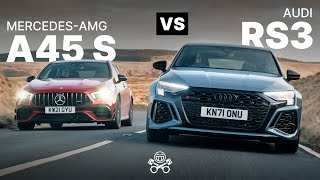 2022 Audi RS3 Sportback vs MercedesAMG A45 S  PistonHeads [upl. by Piwowar898]