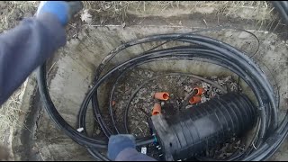 Underground fiber optic internet installation with stone driveway dig and bury [upl. by Farrica]